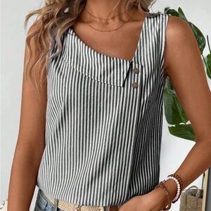 SHEIN EMERY ROSE Women's Asymmetrical Collar Button NEW( Large)